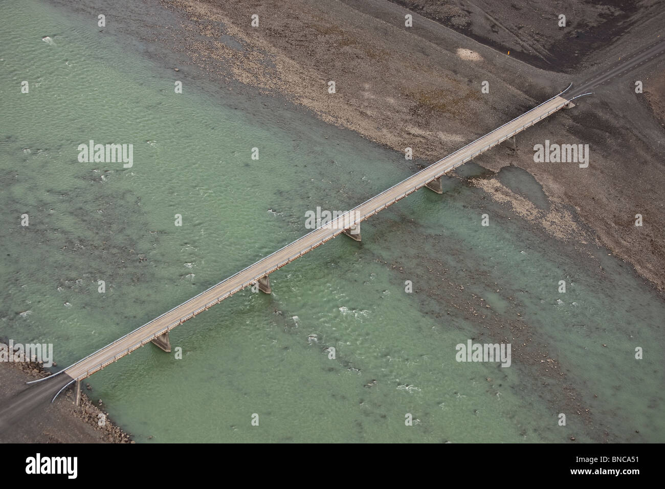 Thjorarbru Brücke am Fluss Thjorsa in Island Stockfoto