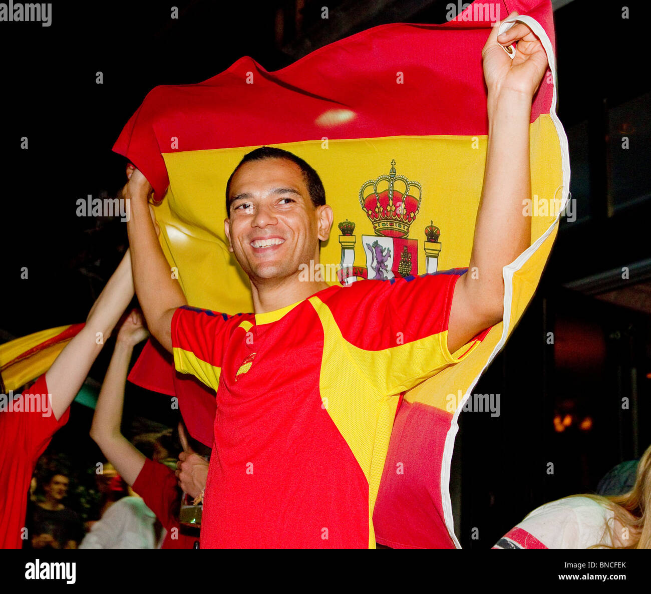 spanische Fußball-Anhänger Stockfoto