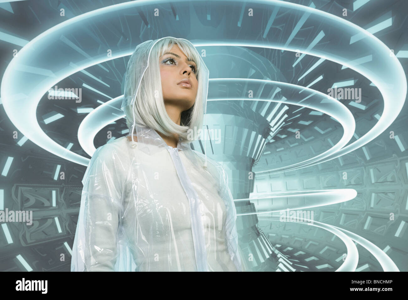 Space Age Frau Stockfoto