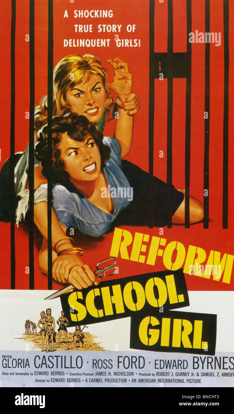 REFORM der Schulmädchen - Plakat für 1957 AIP Film Stockfoto