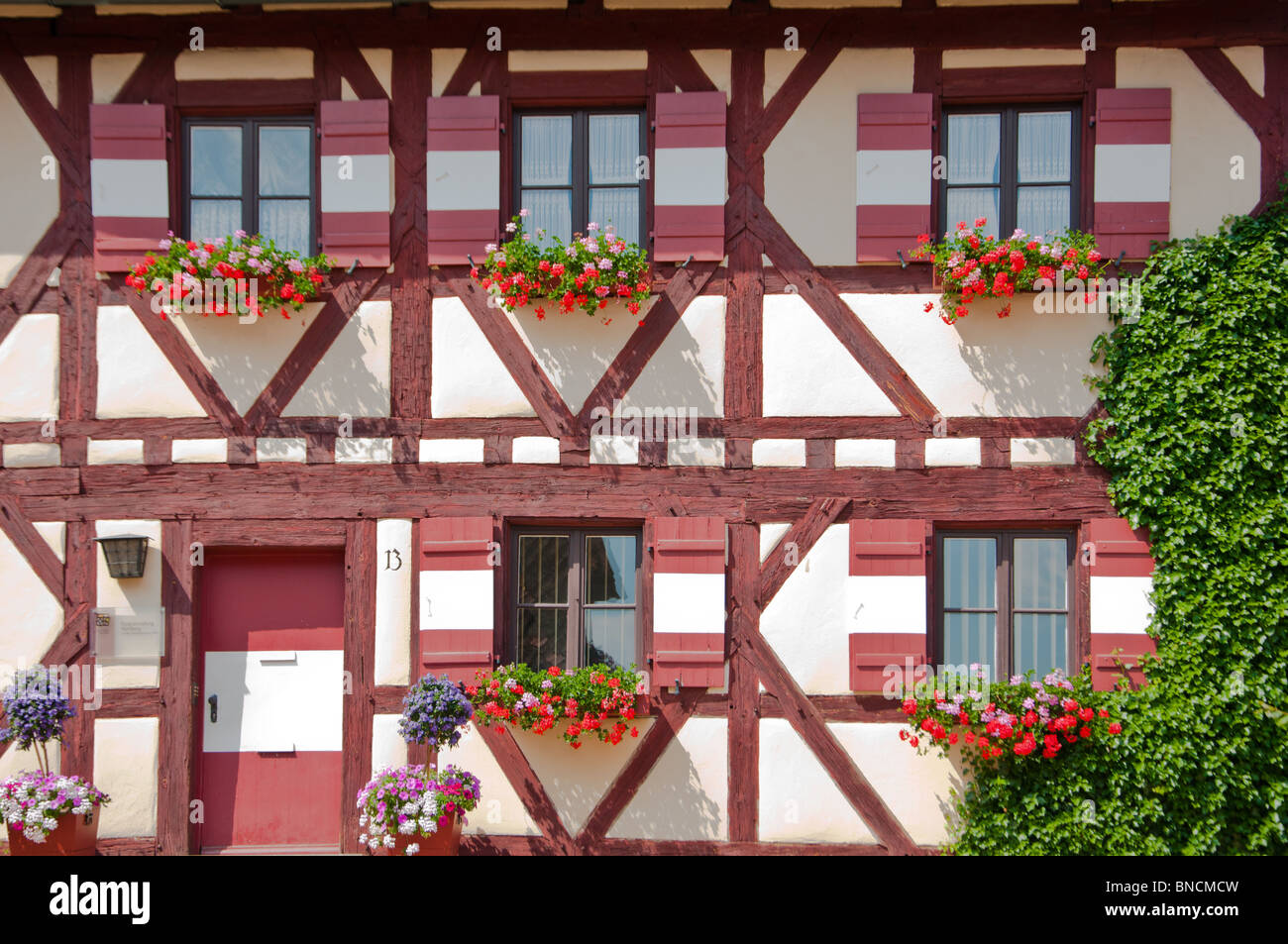 Mittelalterliche Holz gestalteten Gebäude Schloss Kaiserburg in Nürnberg, Deutschland. Stockfoto