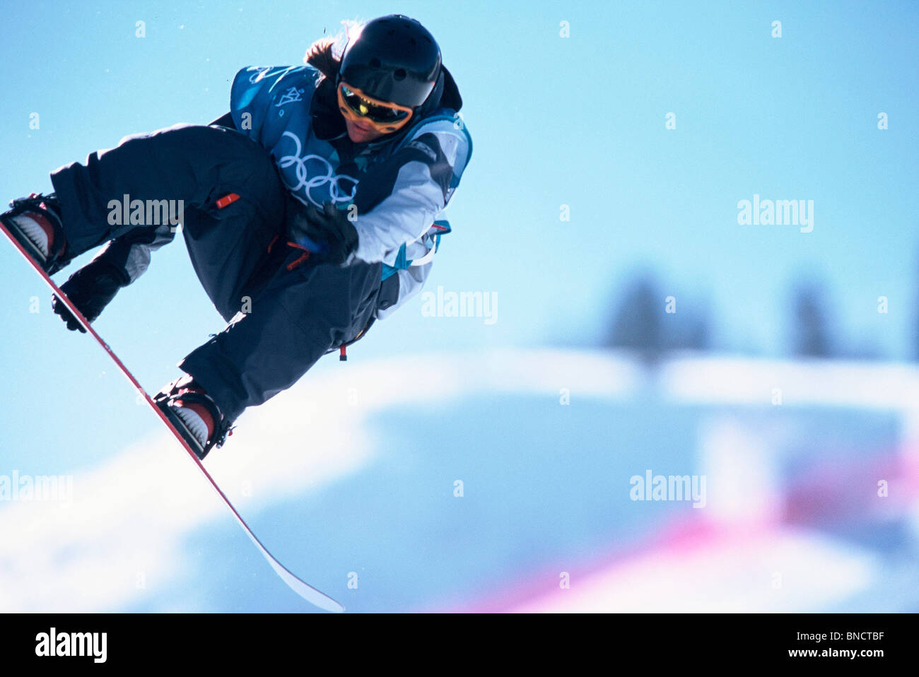 Kelly Clark (USA)-Goldmedaillen-Gewinner in der Halfpipe bei den Olympischen Winterspielen 2002, Salt Lake City, UT, USA Stockfoto