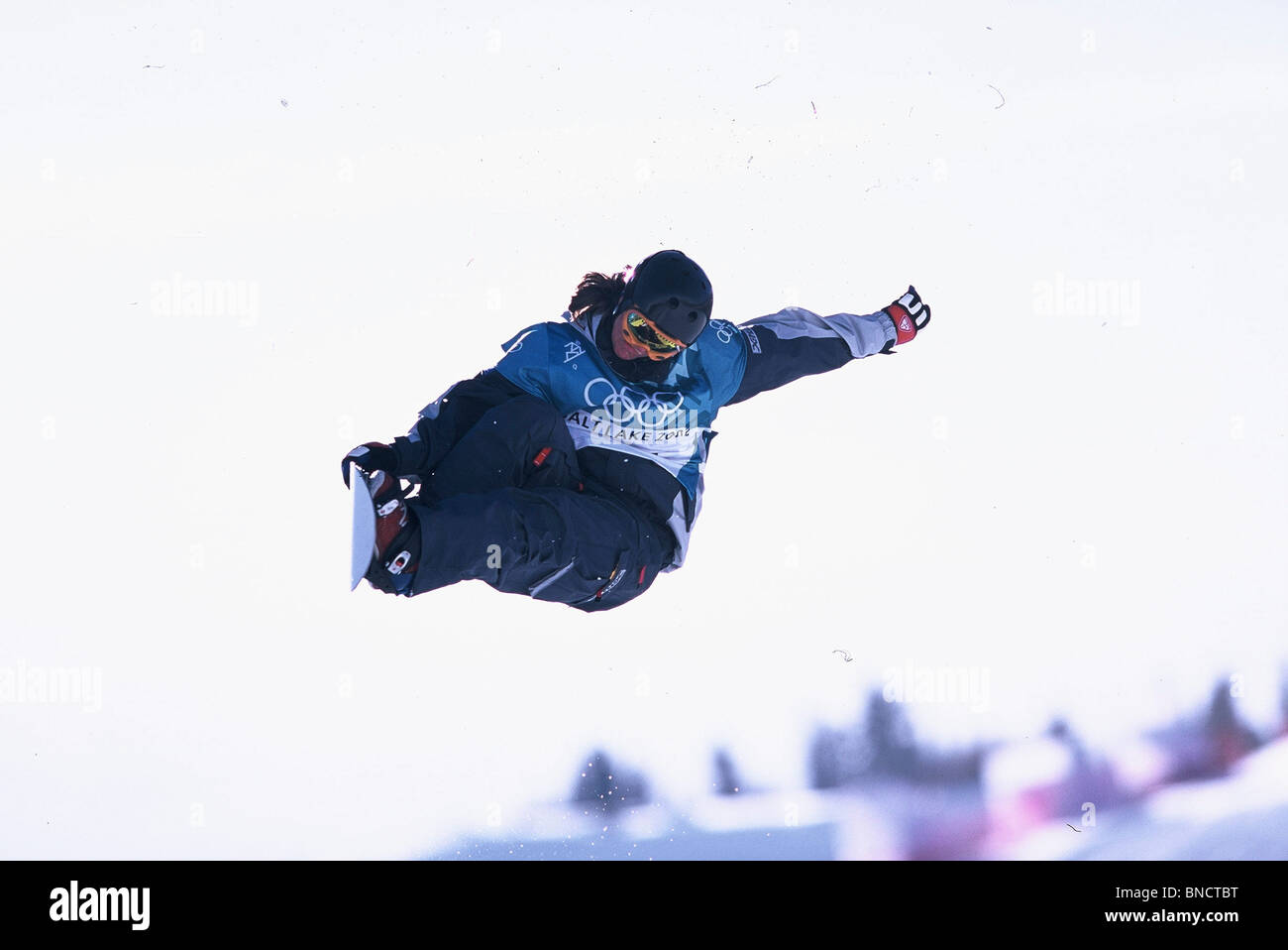 Kelly Clark (USA)-Goldmedaillen-Gewinner in der Halfpipe bei den Olympischen Winterspielen 2002, Salt Lake City, UT, USA Stockfoto