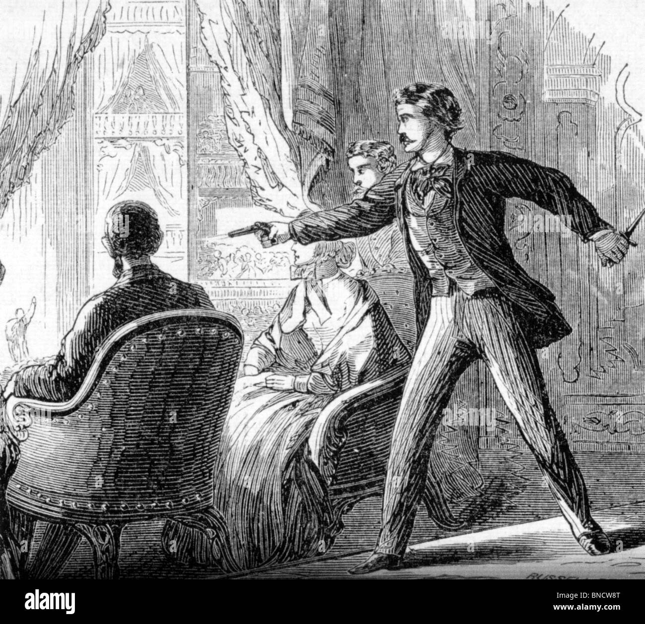 ABRAHAM LINCOLN Ermordung 14. April 1865 im Ford Theater, Washington, von dem Schauspieler John Wilkes Booth Stockfoto