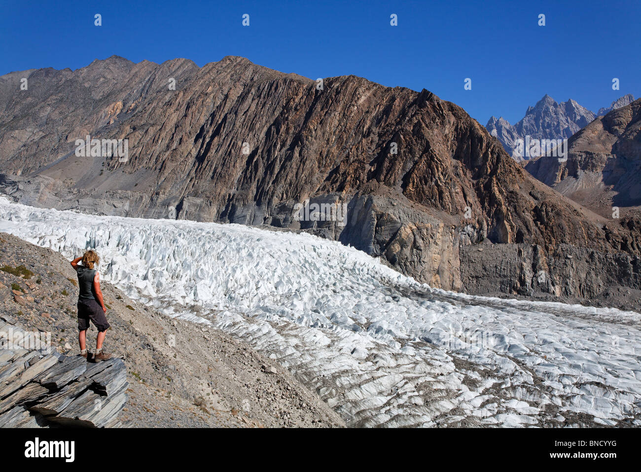 Passu Gletscher, Hunza-Tal, Karakorum, Pakistan Stockfoto