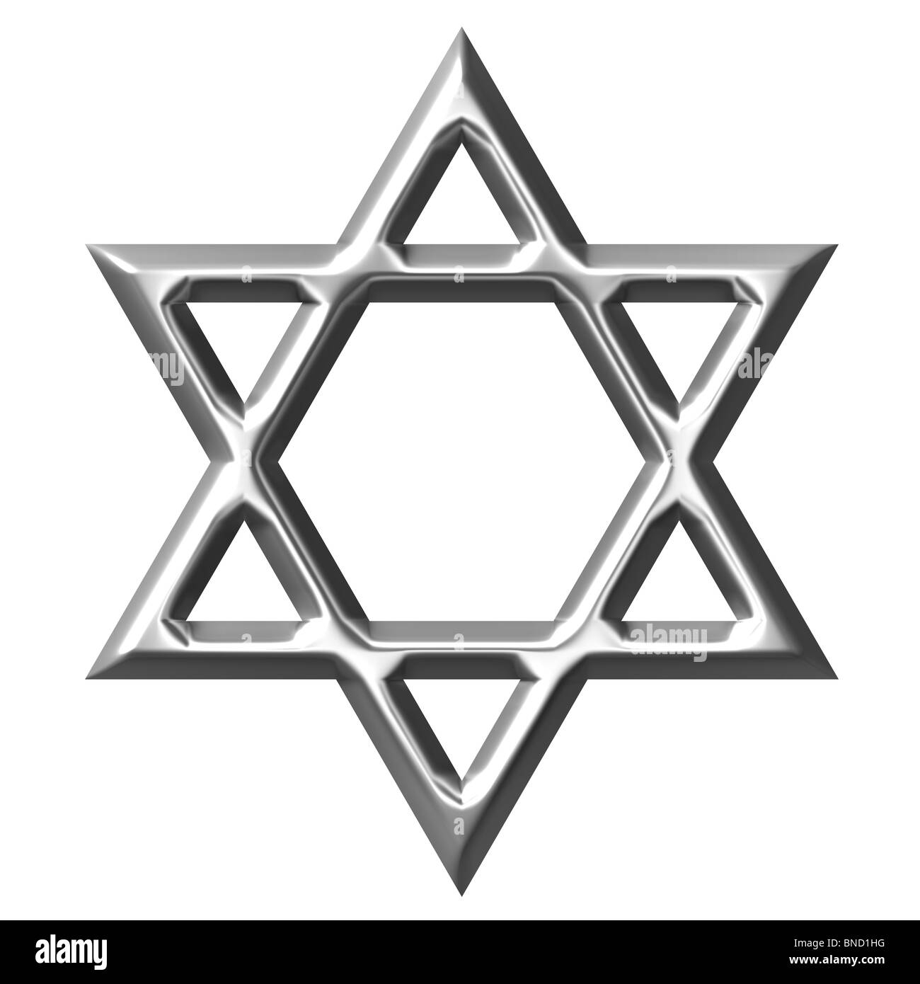 3D Silber Davidstern Stockfoto