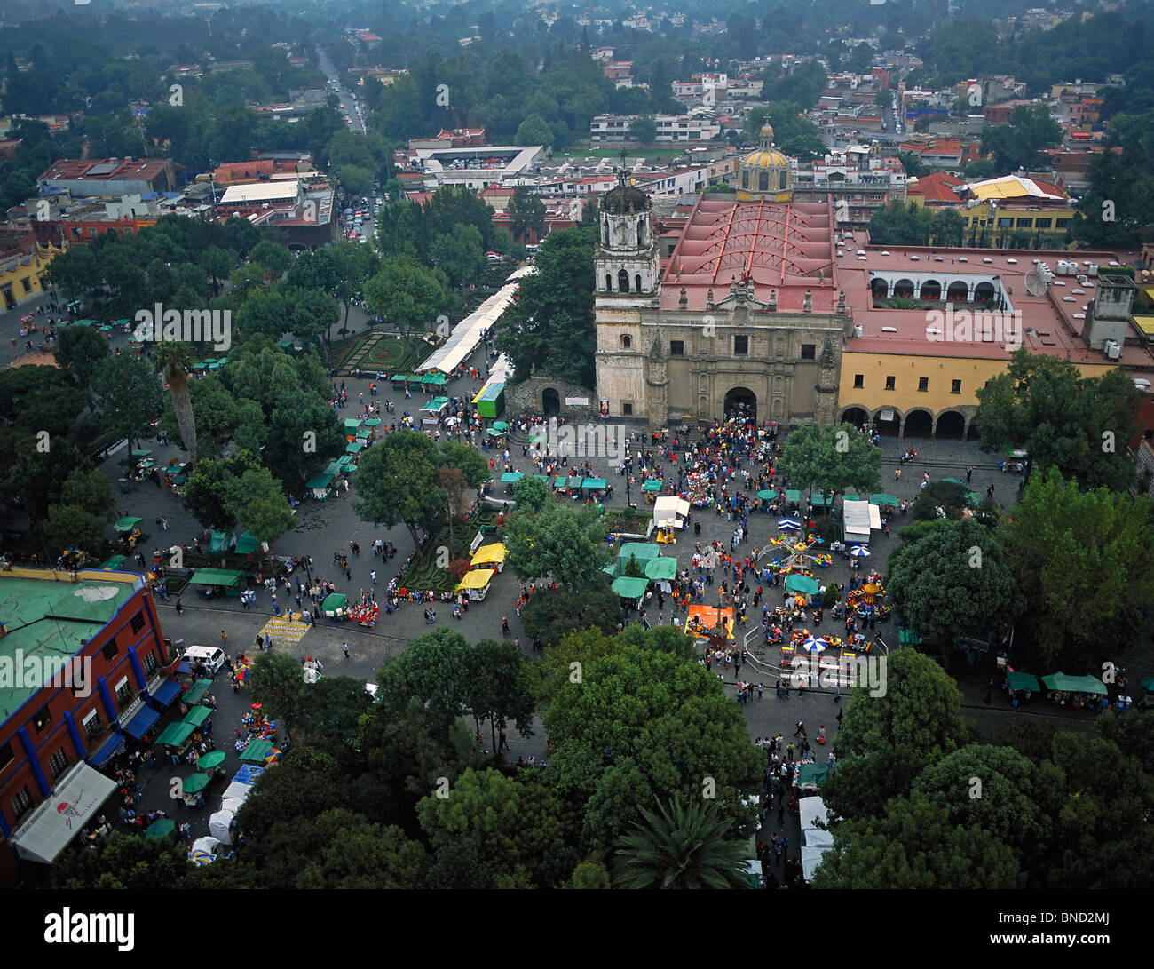 Luftaufnahme über Plaza Hidalgo Coyacan Mexiko-Stadt Stockfoto