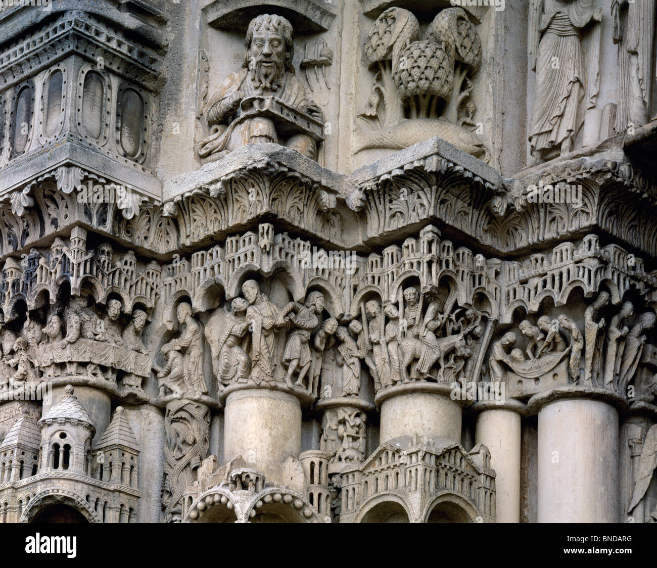 Frankreich, Zentrum, Chartres, Kathedrale von Chartres, West Fassade, Verrat des Judas Stockfoto