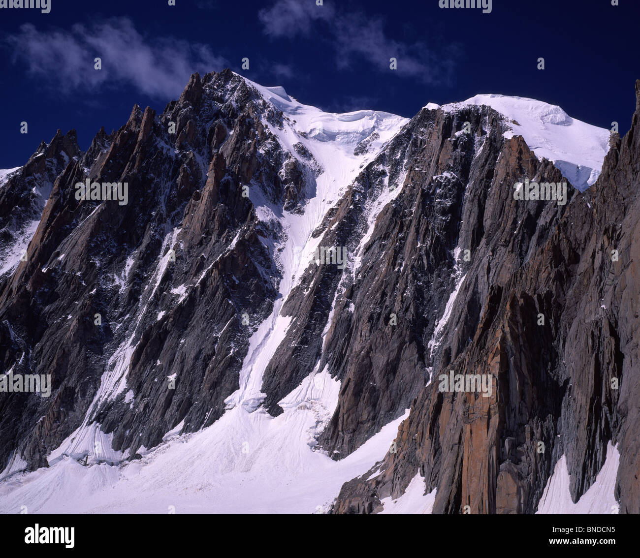 Das Mont Blanc Massiv, Gervasutti Couloir Stockfoto