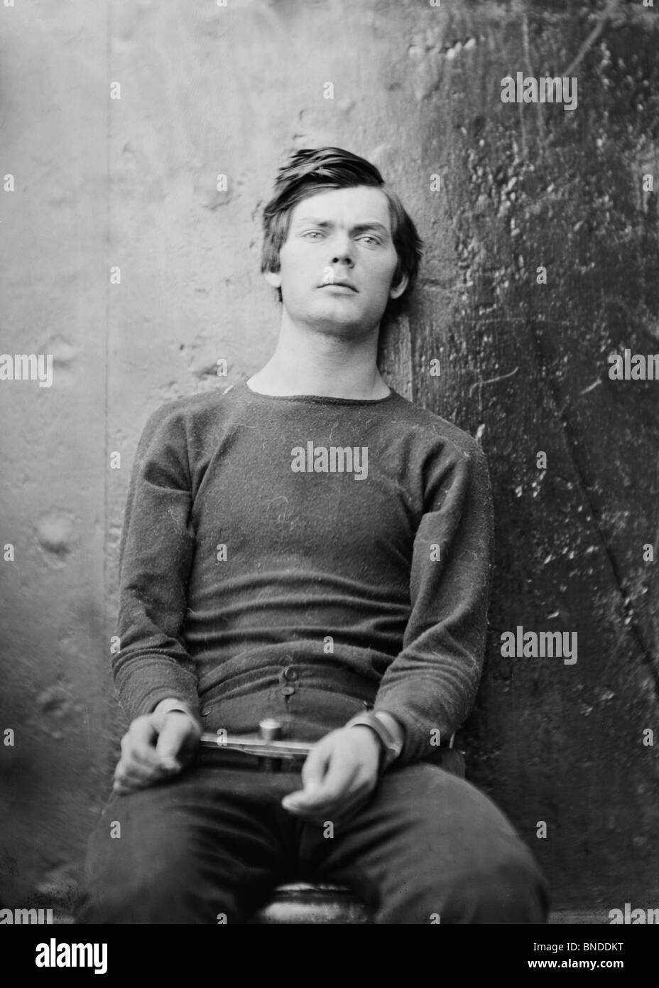 Verschwörer Lewis Powell in Eisen nach der Ermordung von US-Präsident Abraham Lincoln im April 1865 - Powell wurde später aufgehängt. Stockfoto