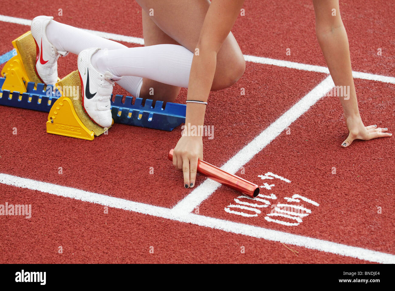 Detail beginnen die Frauen 4x100m Staffel bei Natwest Island Games 2009, 3. Juli 2009 Stockfoto