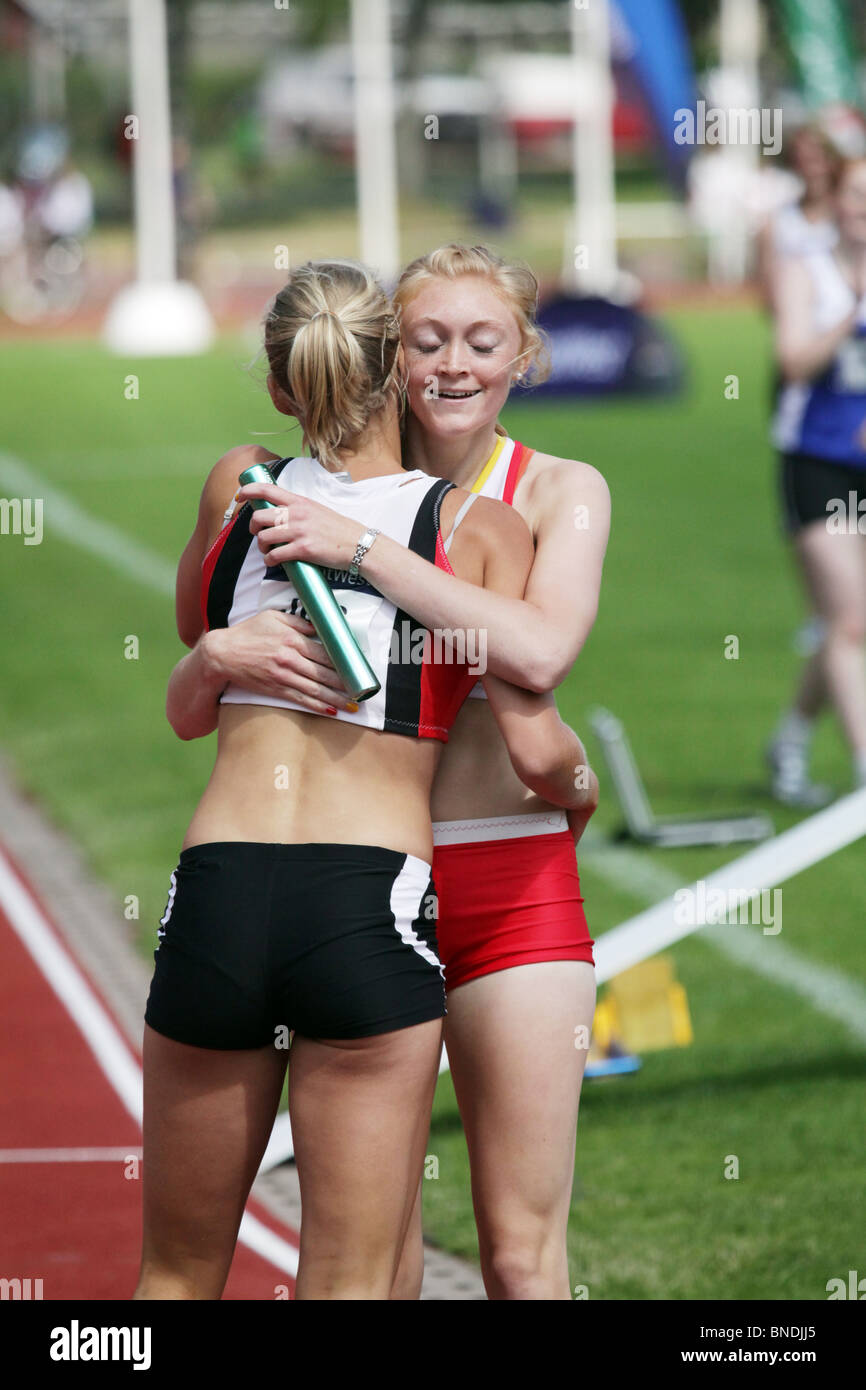 Harriet Pryke Isle Of Man Silber die Frauen 4x400m Staffel bei Natwest Island Games 2009, 3. Juli 2009 Stockfoto