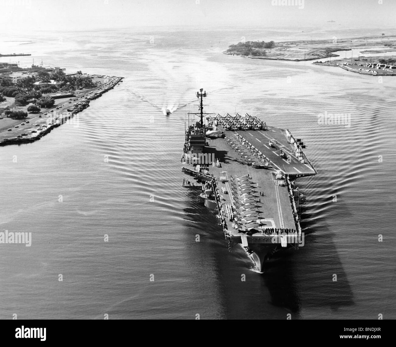 Erhöhte Ansicht der Flugzeugträger USS Ranger Stockfoto
