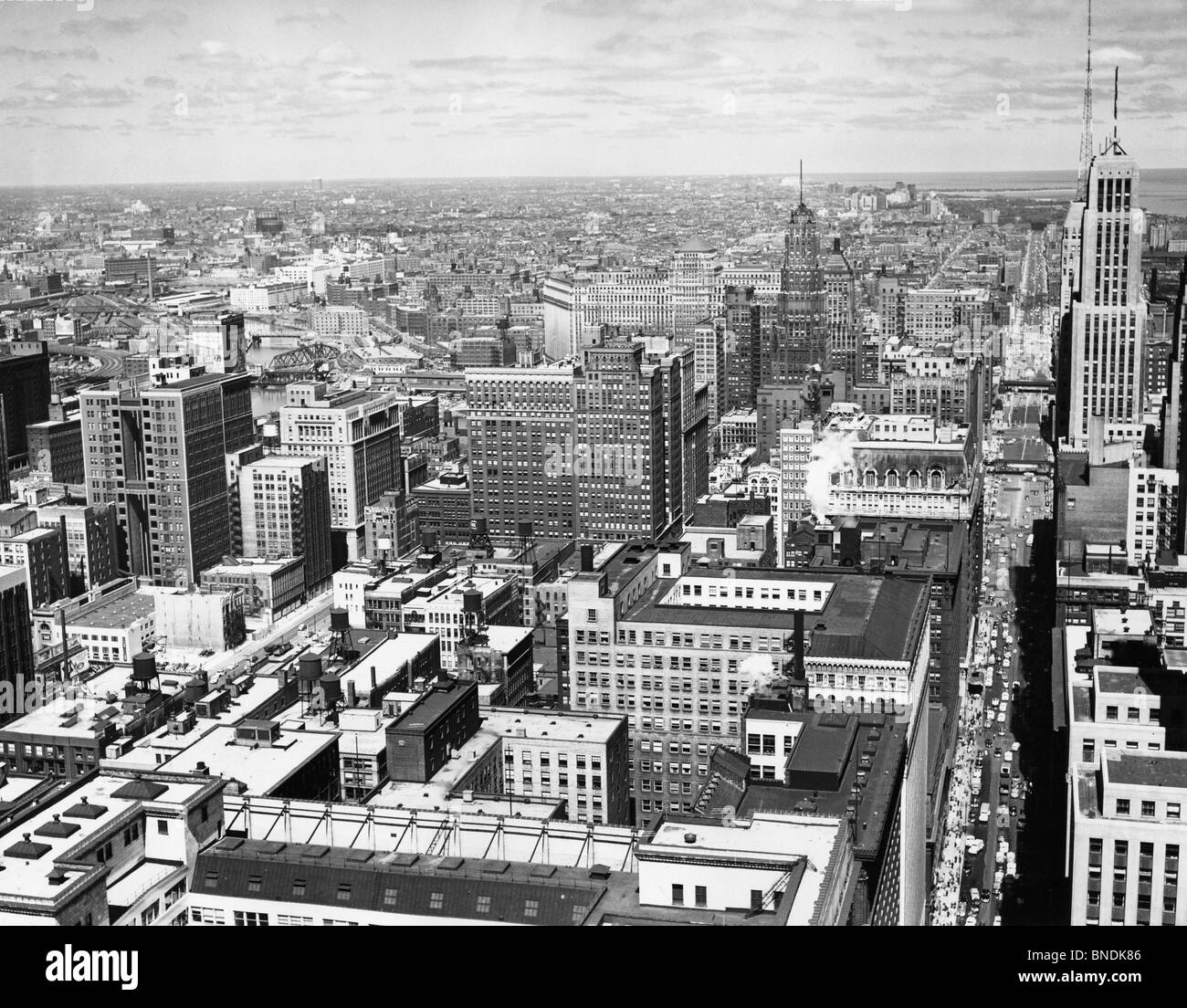 Luftaufnahme von Gebäuden in einer Stadt, Chicago, Illinois, USA Stockfoto