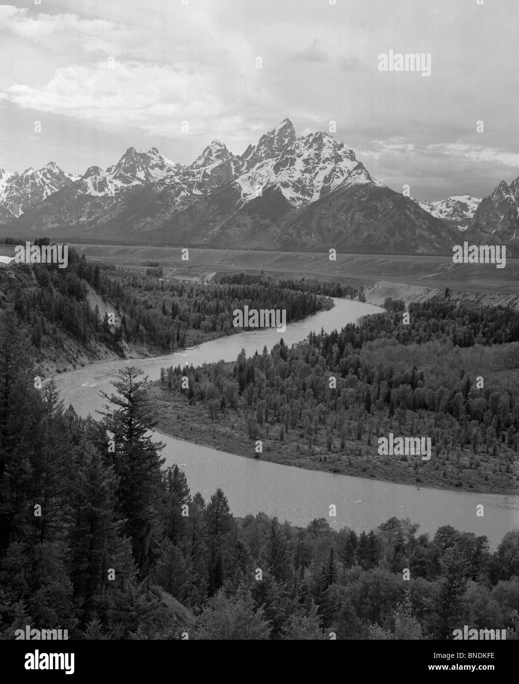 Vogelperspektive Blick auf einen Fluss, Snake River, Grand-Teton-Nationalpark, Wyoming, USA Stockfoto