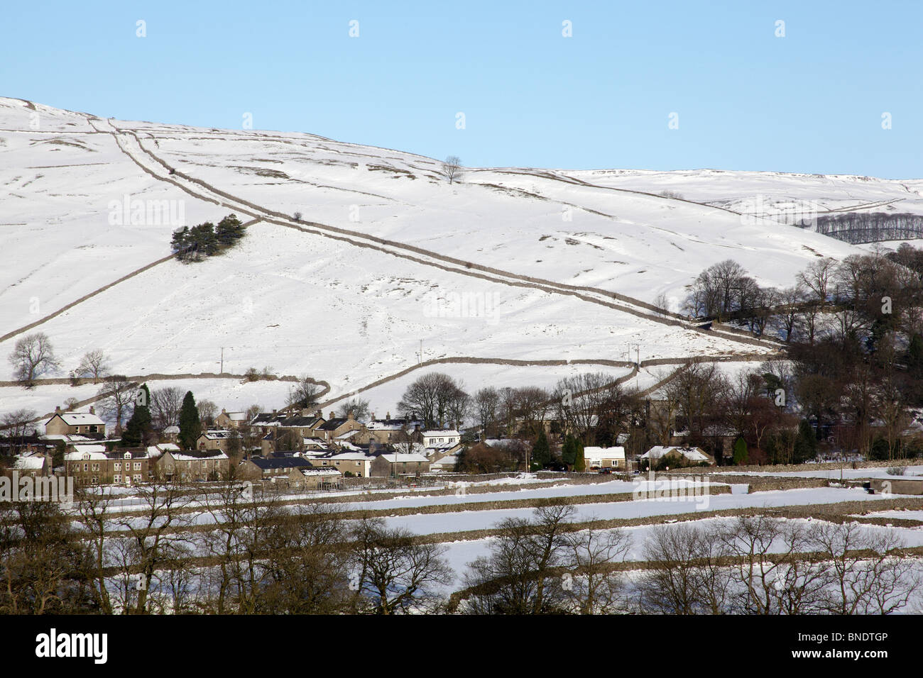Schnee, Kettlewell Bereich, Yorkshire Dales, Jan 2010 Stockfoto