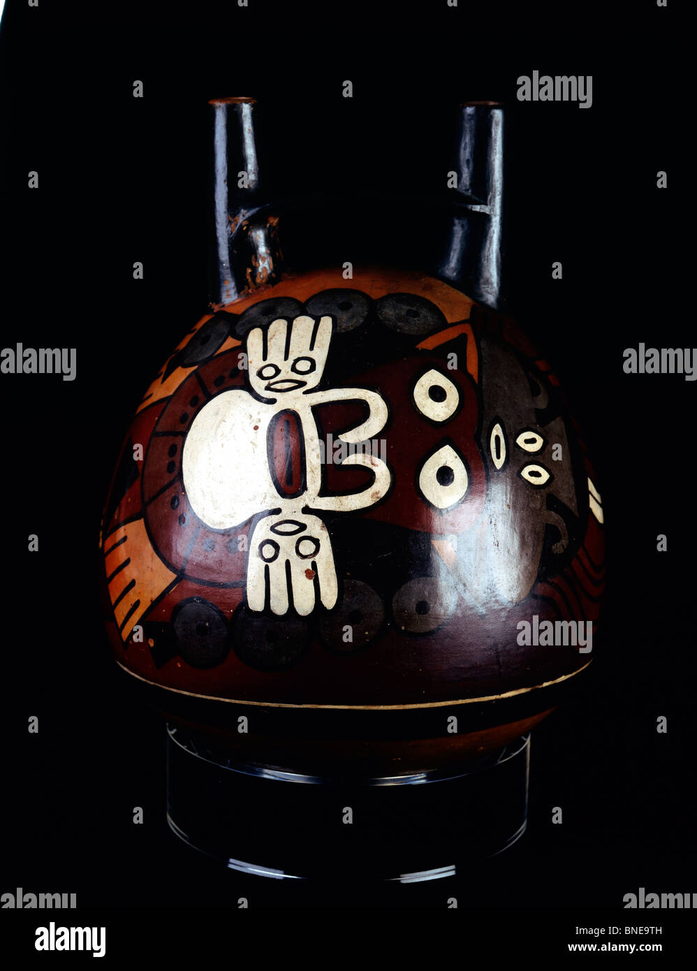 Doppel Auslauf Flasche aus frühen Nazca Peru USA Florida Jacksonville The Museum der zeitgenössischen Kunst präkolumbianischen Keramik Stockfoto