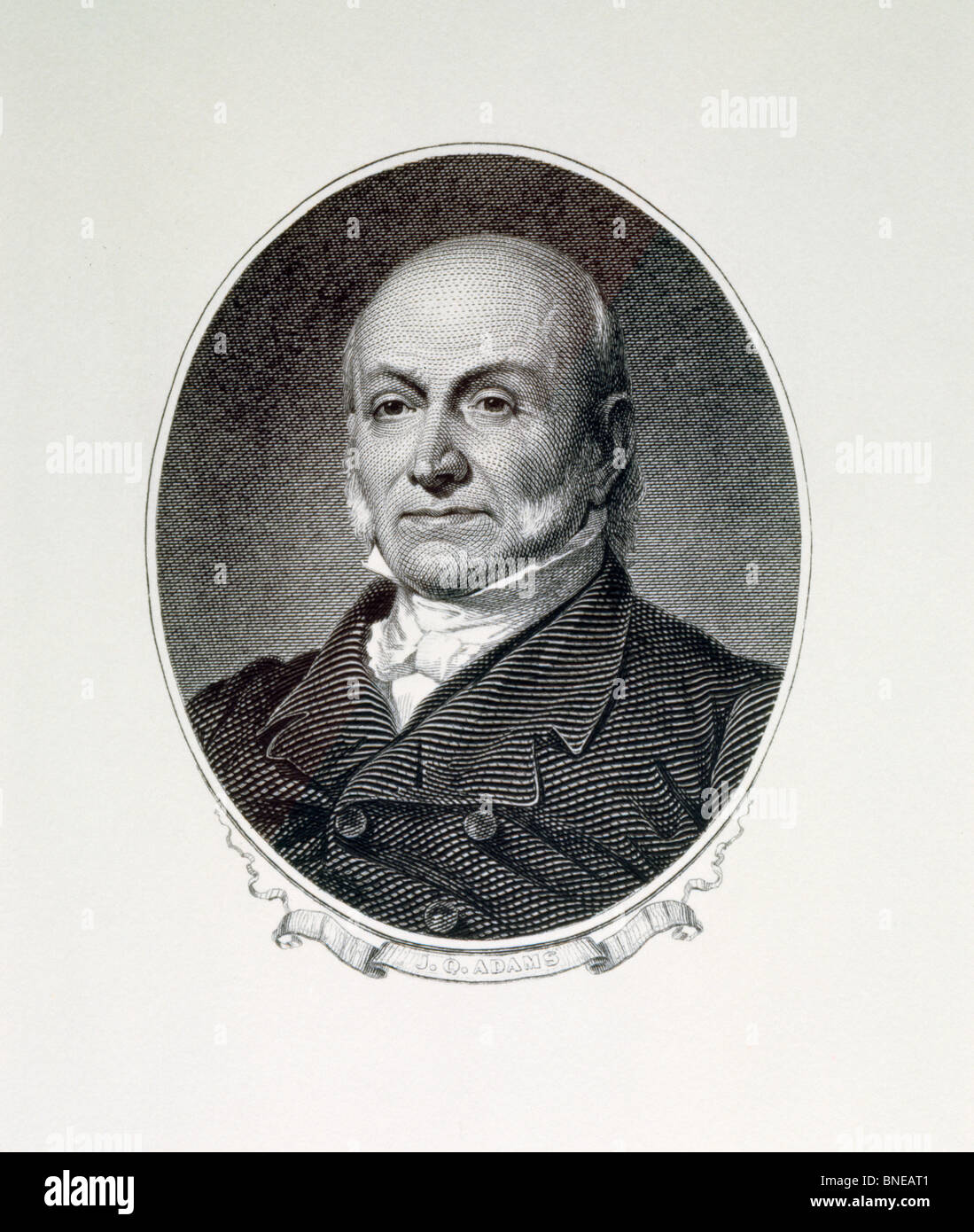 John Quincy Adams, der sechste Präsident der Vereinigten Staaten, Gravur, (1767-1848) Stockfoto