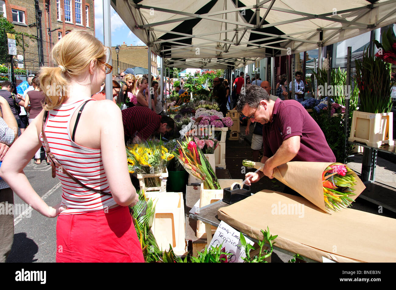 Columbia Road Blumenmarkt, Columbia Road, Bethnal Green, London Borough Tower Hamlets, London, Vereinigtes Königreich Stockfoto