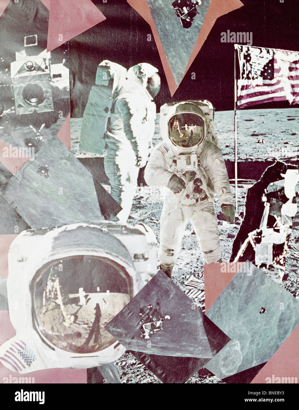 Montage von Astronauten auf dem Mond Stockfoto