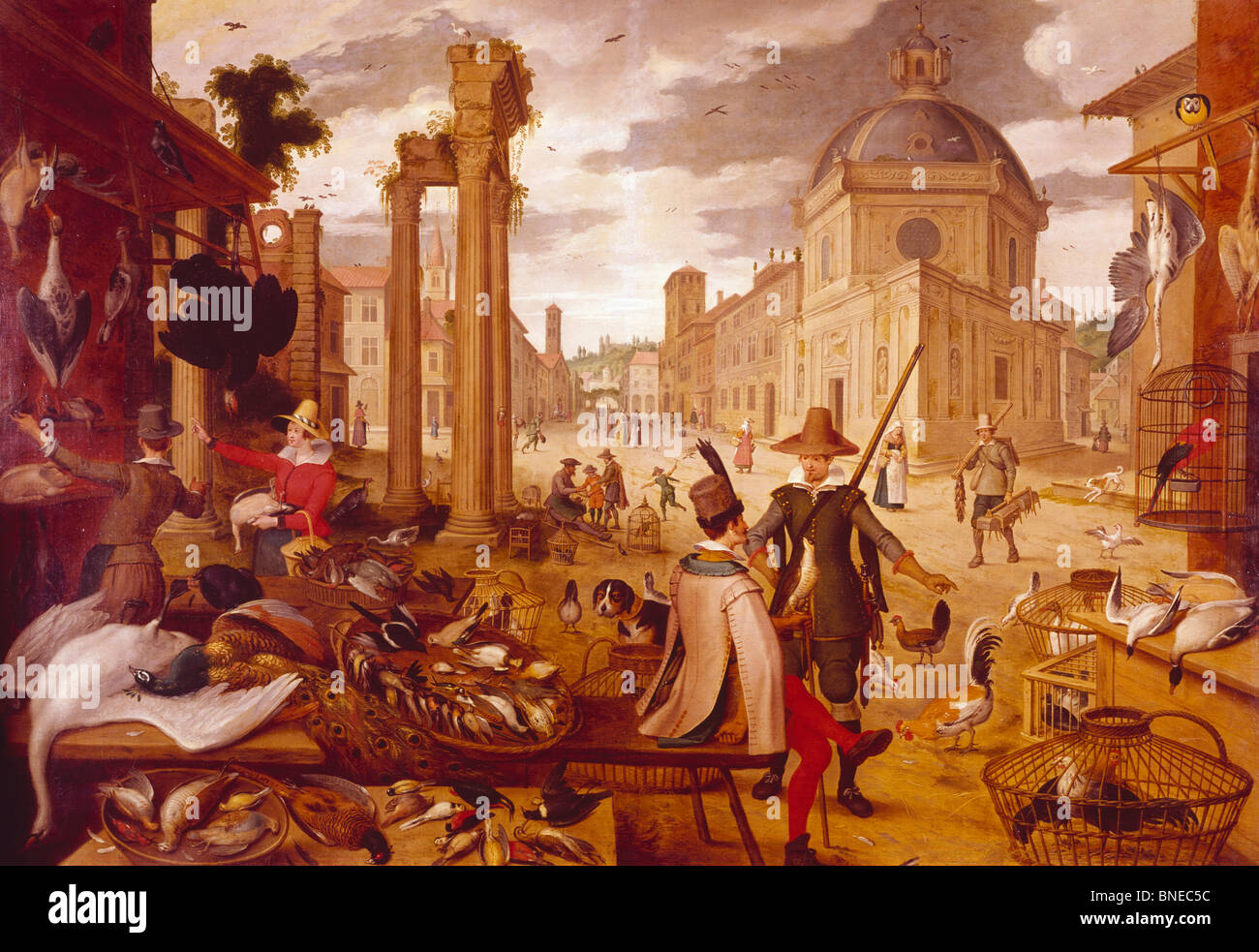 Der Vogelmarkt von Sebastian Vrancx (1573-1647) Stockfoto