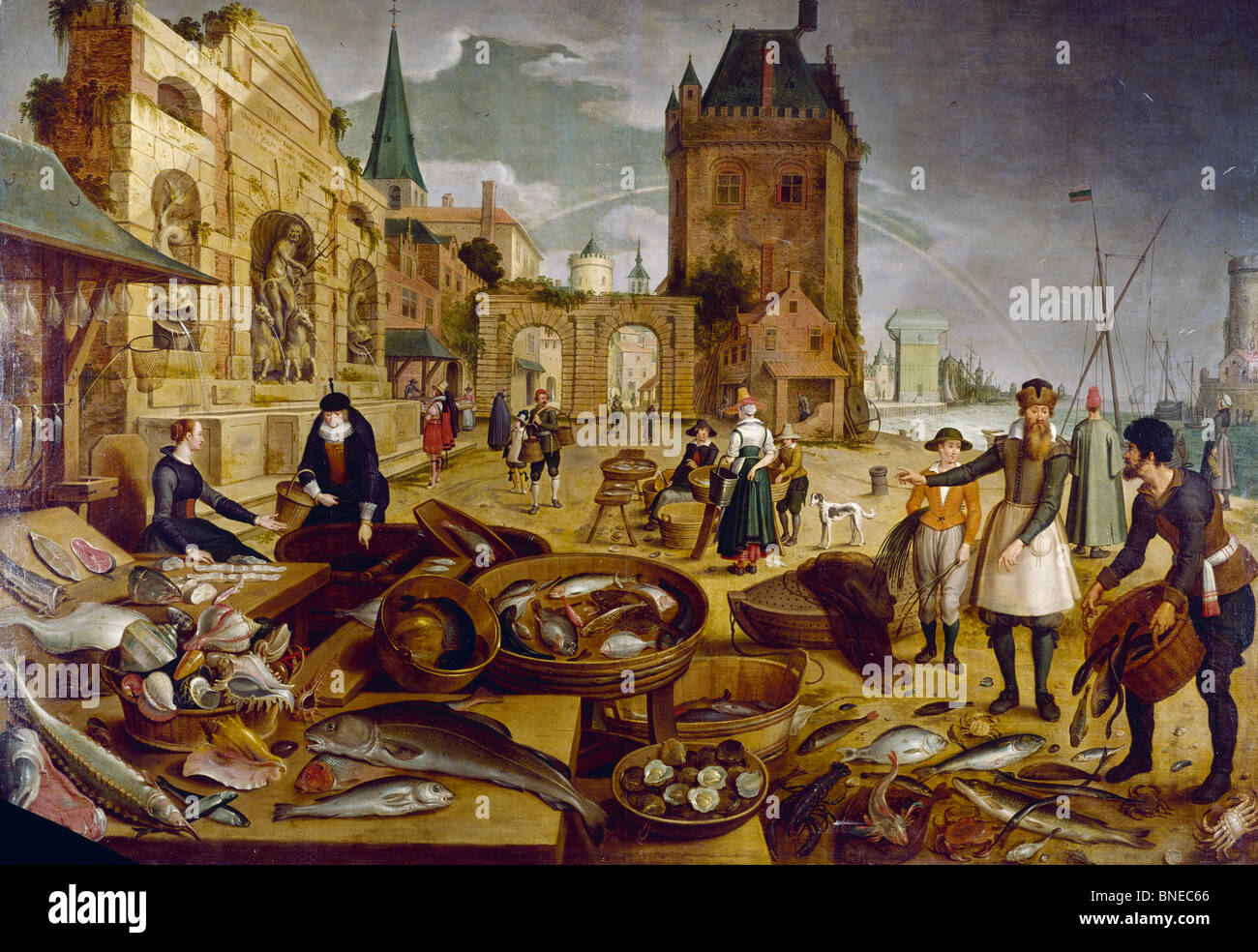 Der Fischmarkt von Sebastian Vrancx (1573-1647) Stockfoto