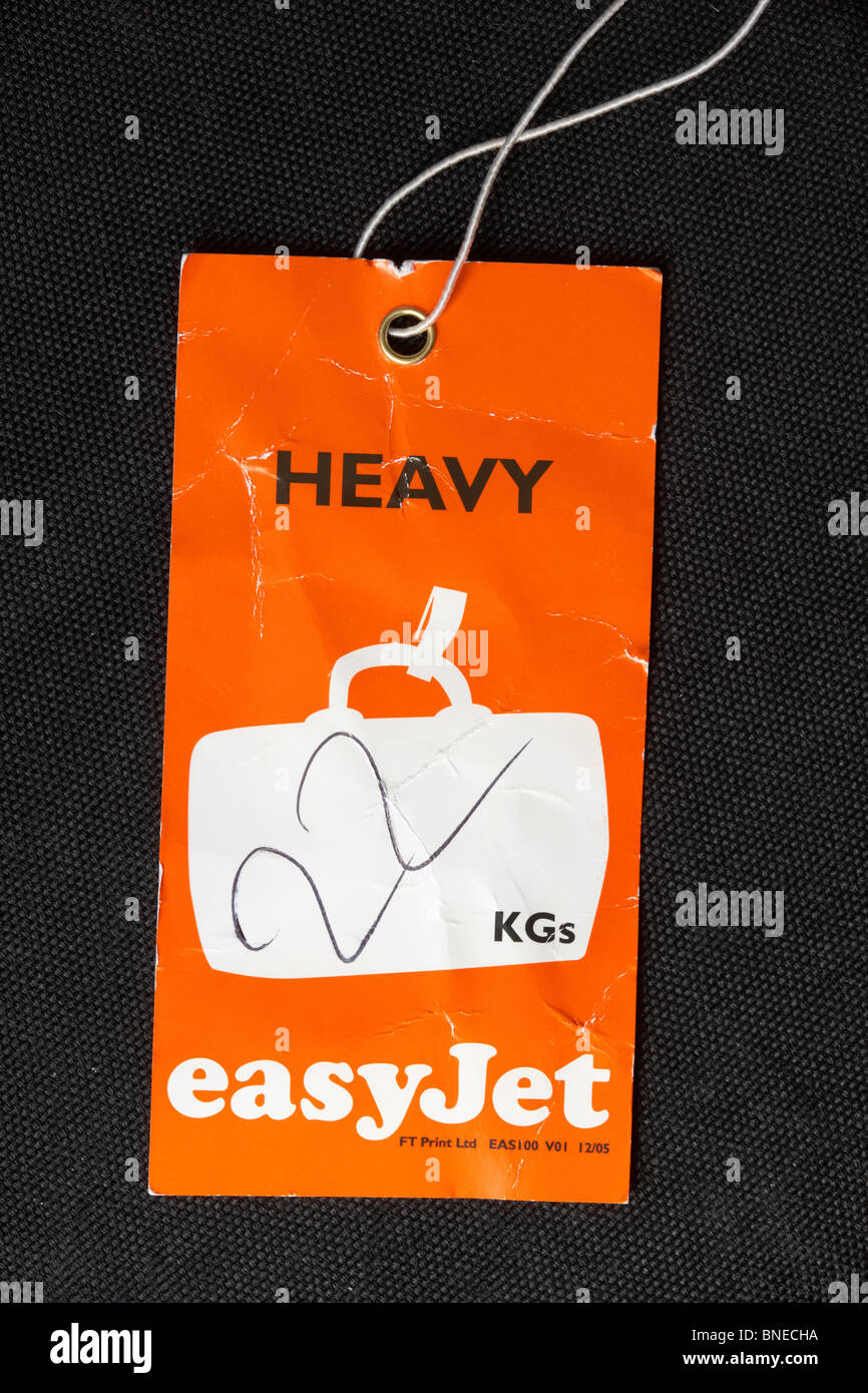 EasyJet Übergewicht schwere 22 kg Flug Gepäck label Stockfoto