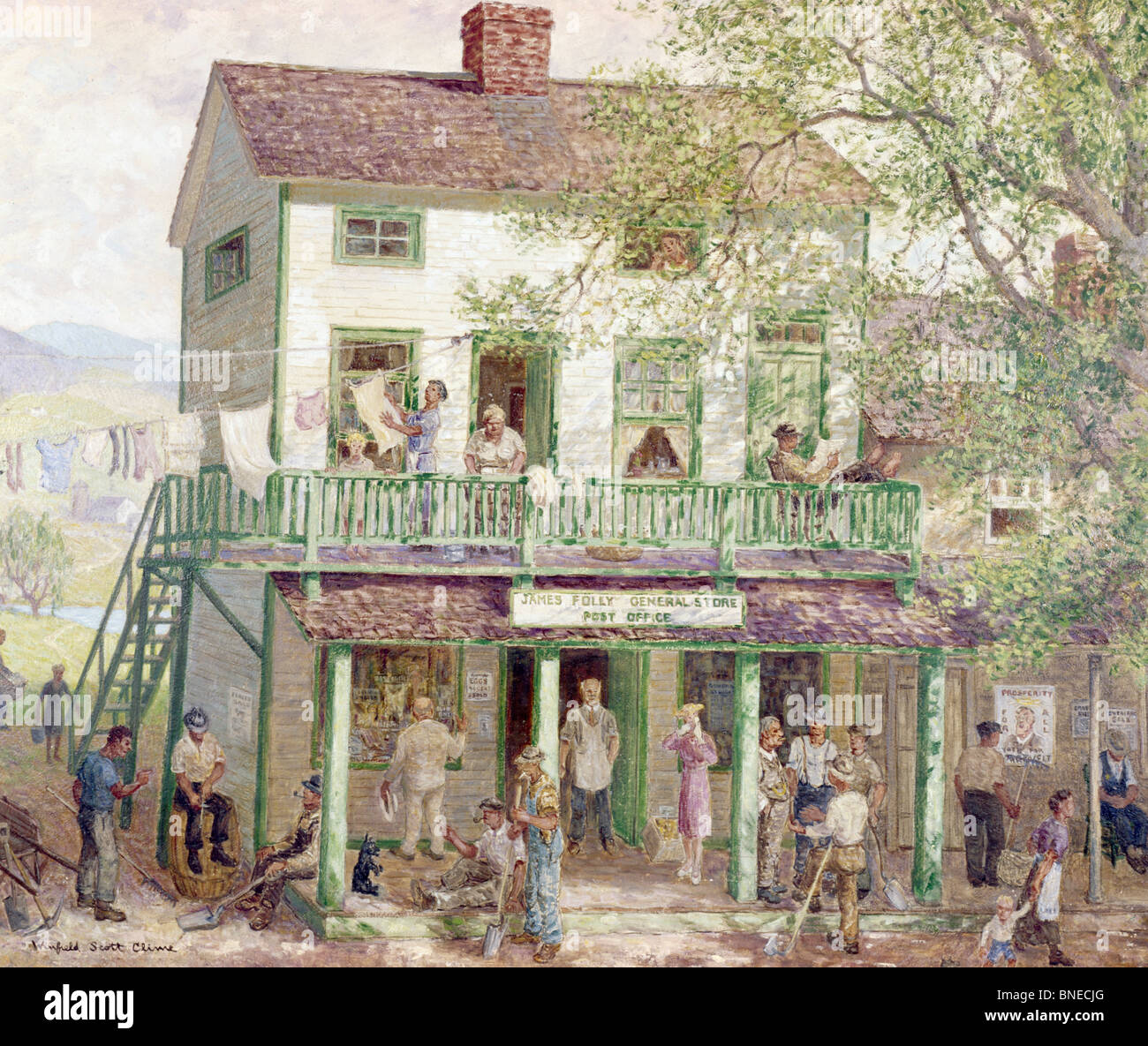 James Torheit Gemischtwarenladen und Post von Winfield Scott Clime, (1881-1958) Stockfoto
