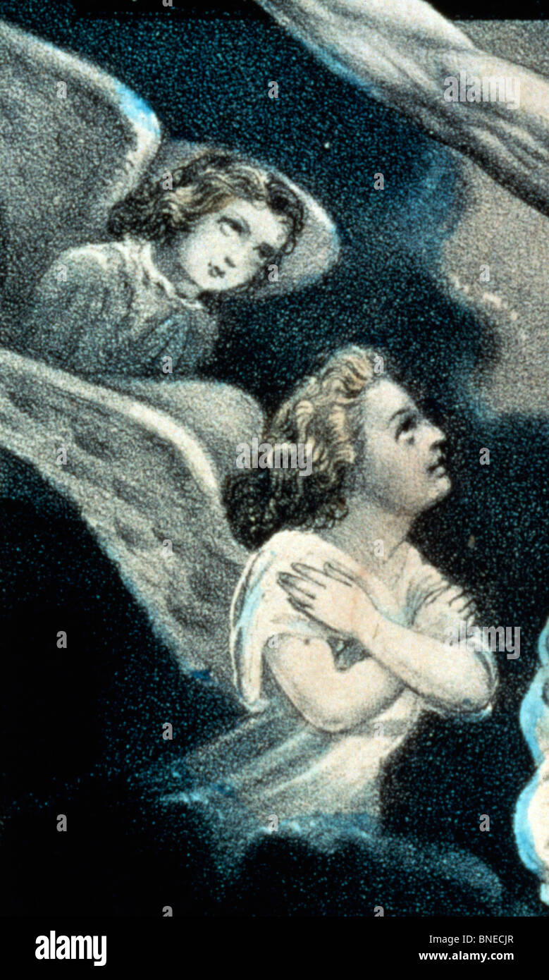 USA, Washington DC, Bibliothek der CongressChrist und Engel, Detail mit Engel von Currier & Ives, Farblithographie, (1834-1907), Stockfoto