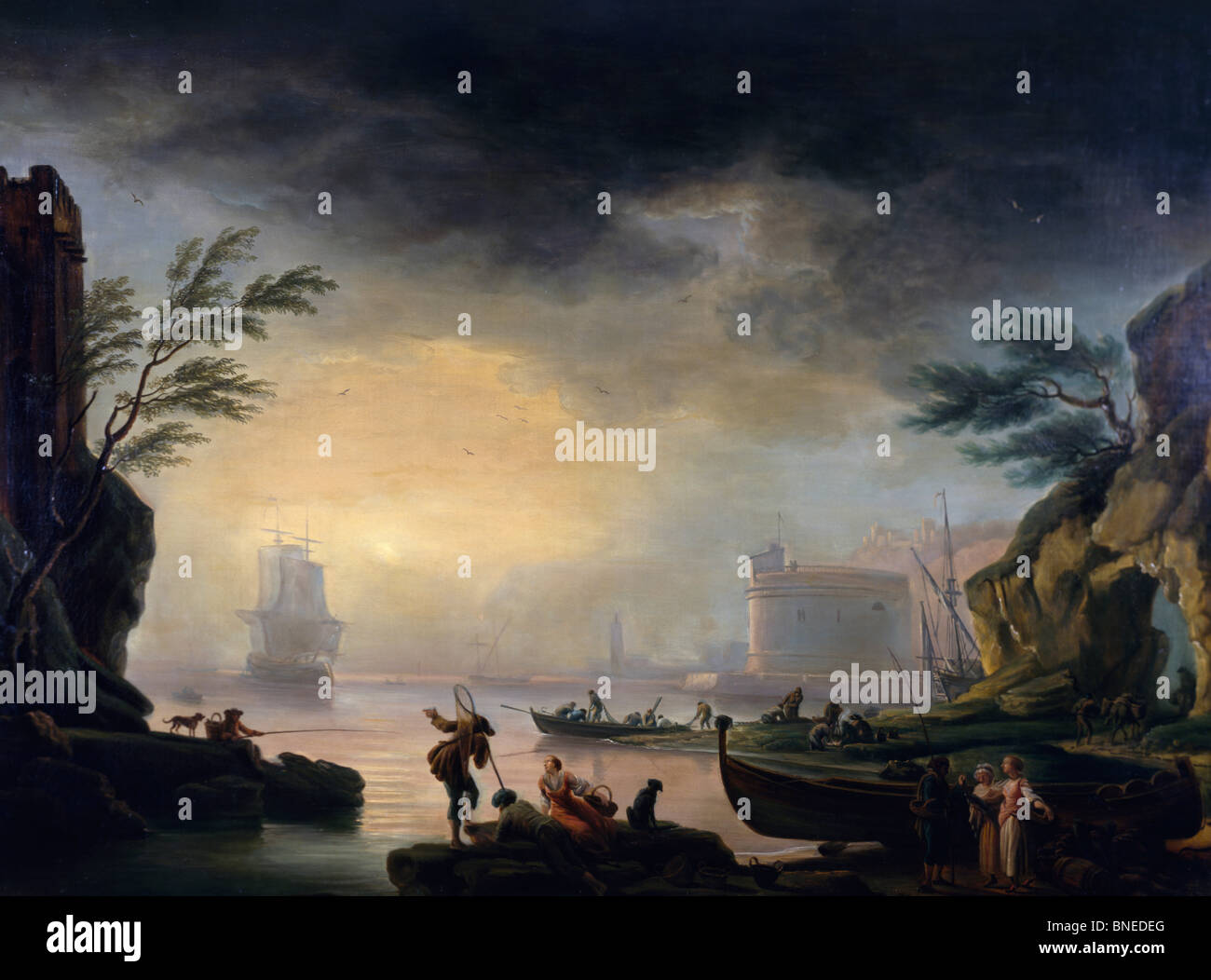Mediterranen Küstenlandschaft, A, Vernet, Claude-Joseph (1714-1789/Französisch) Stockfoto