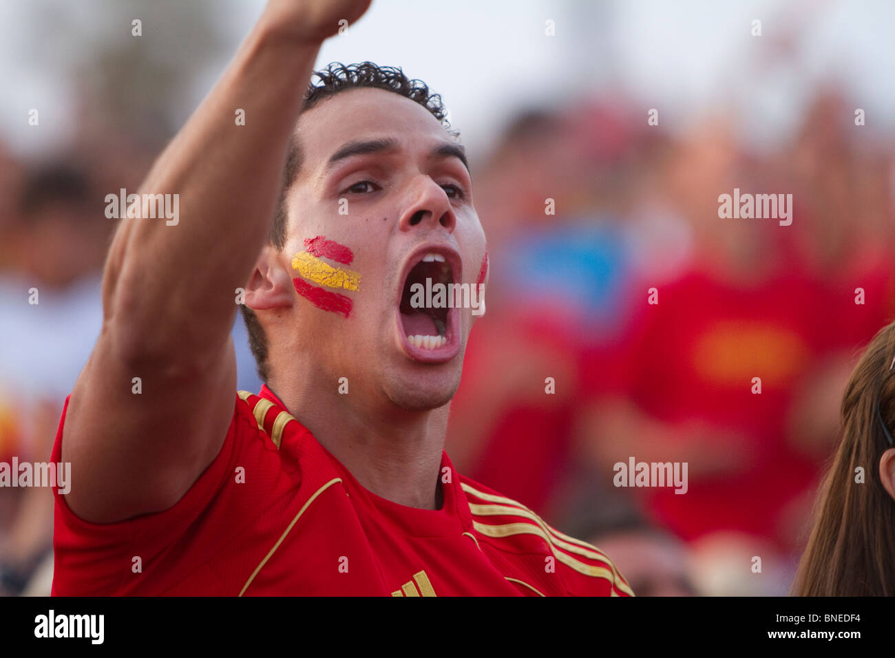 Spanische Fußball Fan jubeln Stockfoto