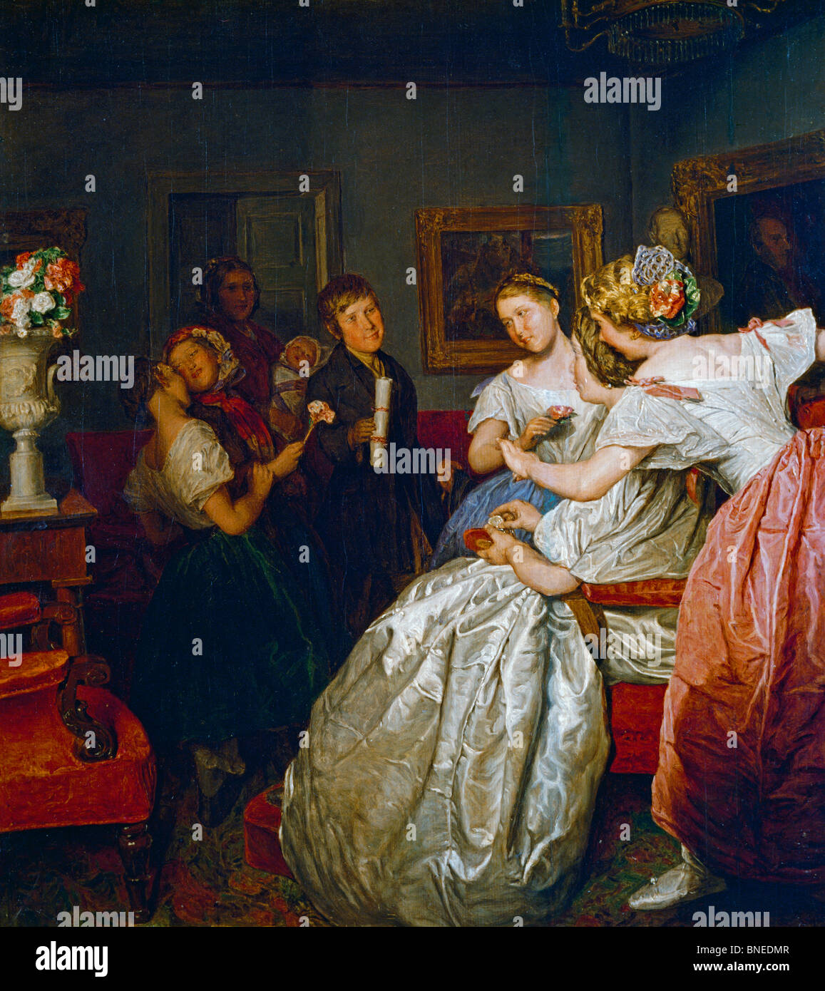 Besuchen Mutter von Ferdinand Georg Waldmuller, Ölgemälde, (1793-1865) Stockfoto