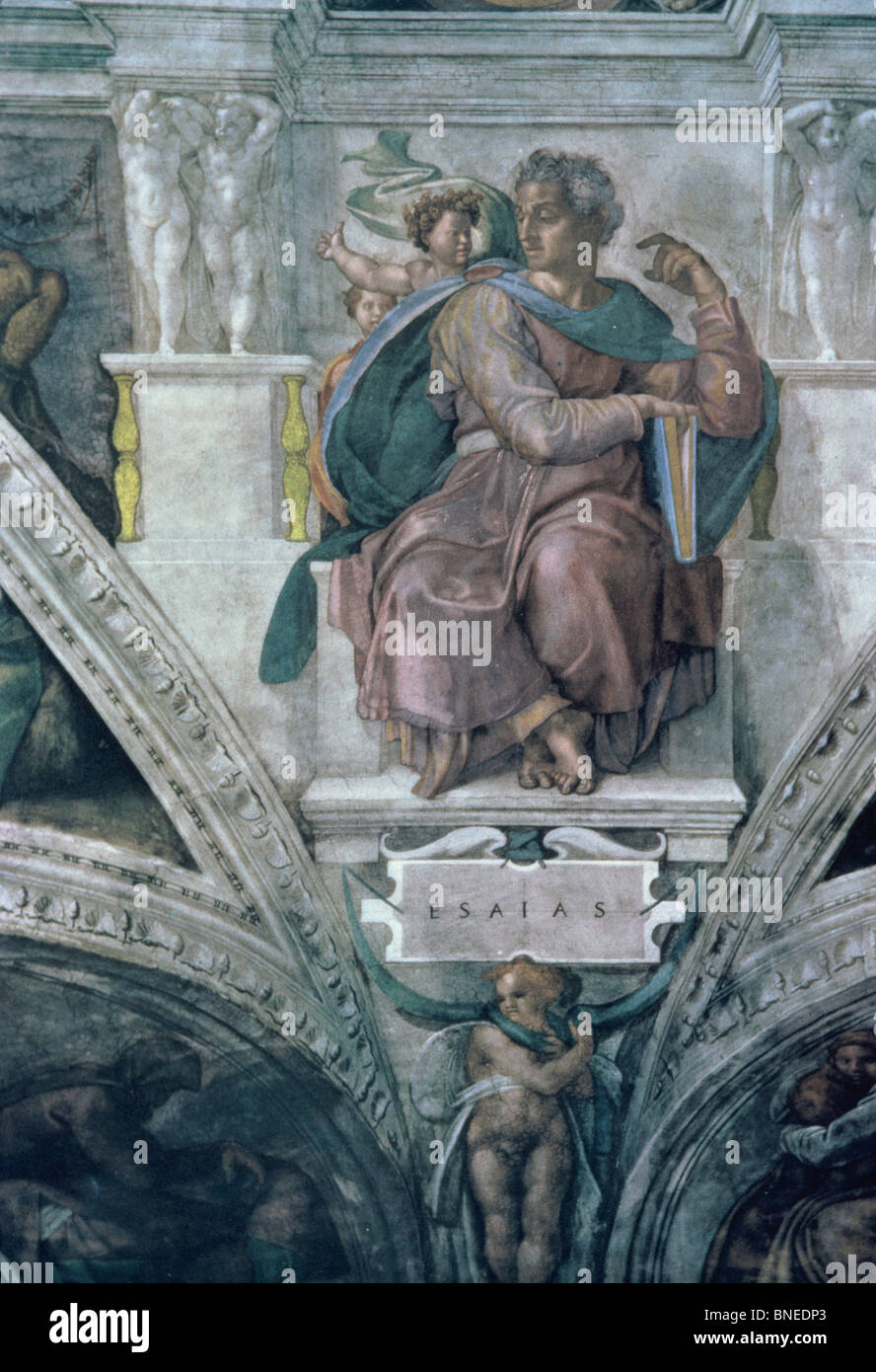 Der Prophet Jesaja Michelangelo Buonarroti (1475-1564/Italienisch) Fresko Sixtinische Kapelle, Vatikan Stockfoto