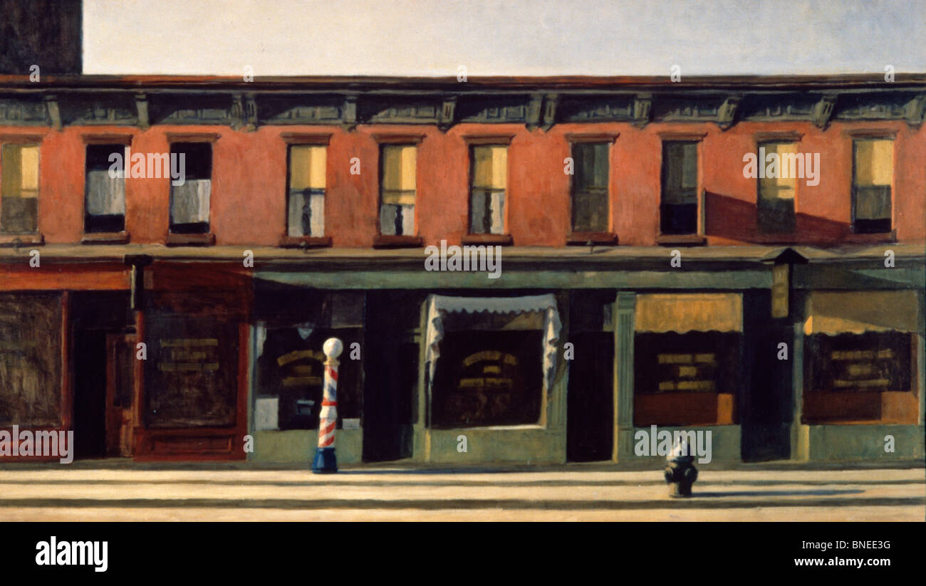 Am frühen Sonntagmorgen von Edward Hopper, Öl auf Leinwand, 1930, 1882-1967, USA, New York City, Whitney Museum of American Art. Stockfoto