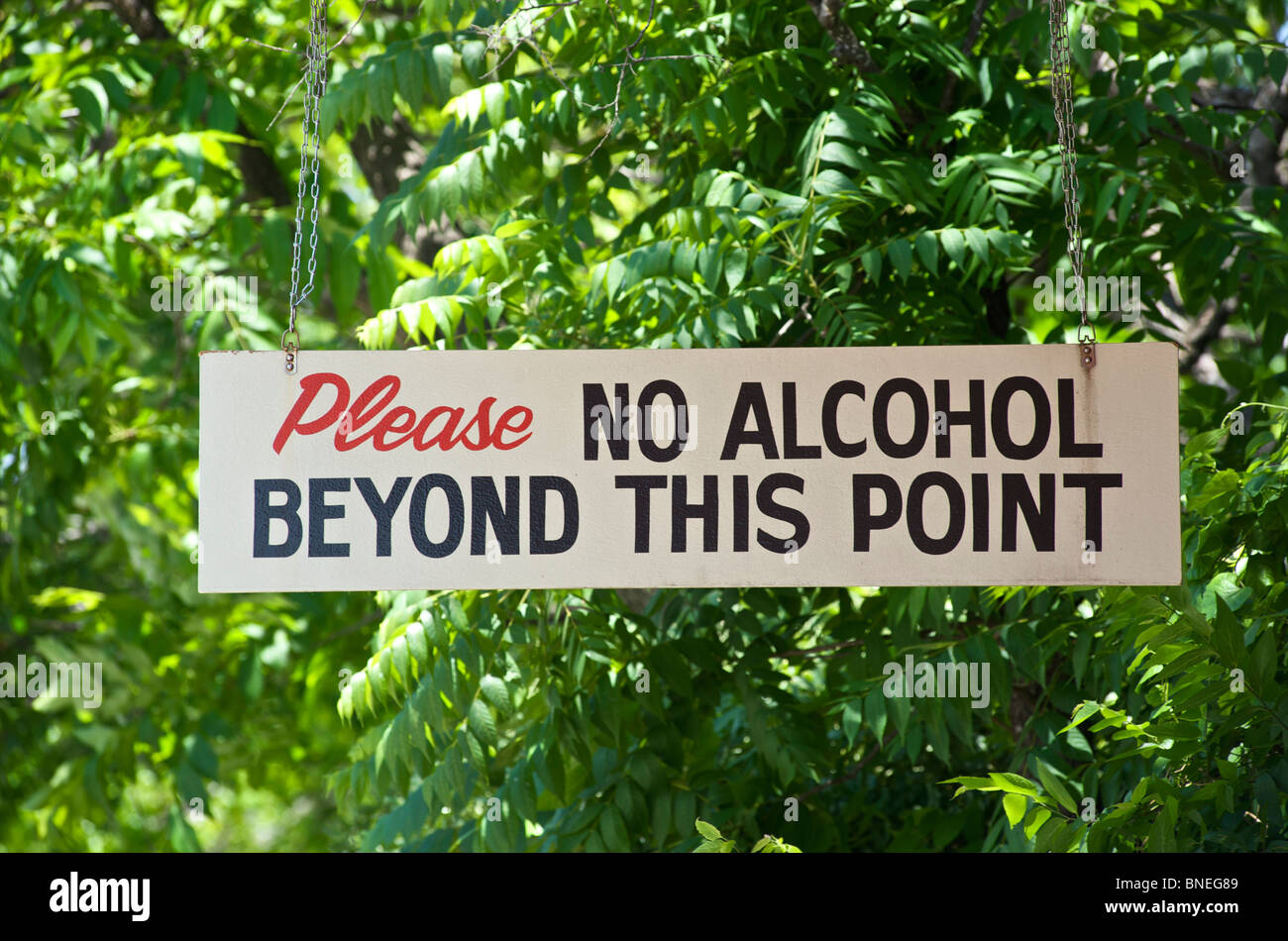 Kein Alkohol-Schild hängen Texas, USA Stockfoto