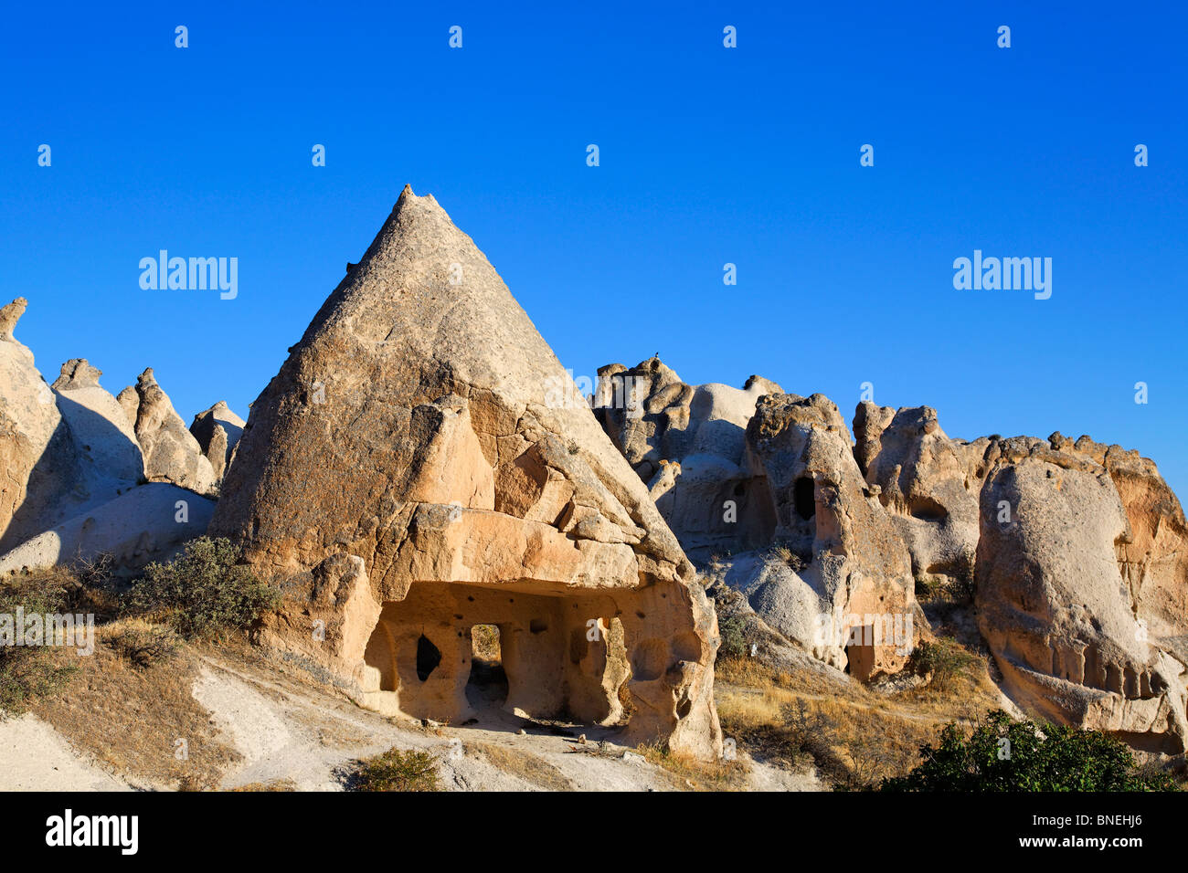 Höhlenwohnungen Wohnungen im Schwert-Tal, Kappadokien, Türkei Stockfoto