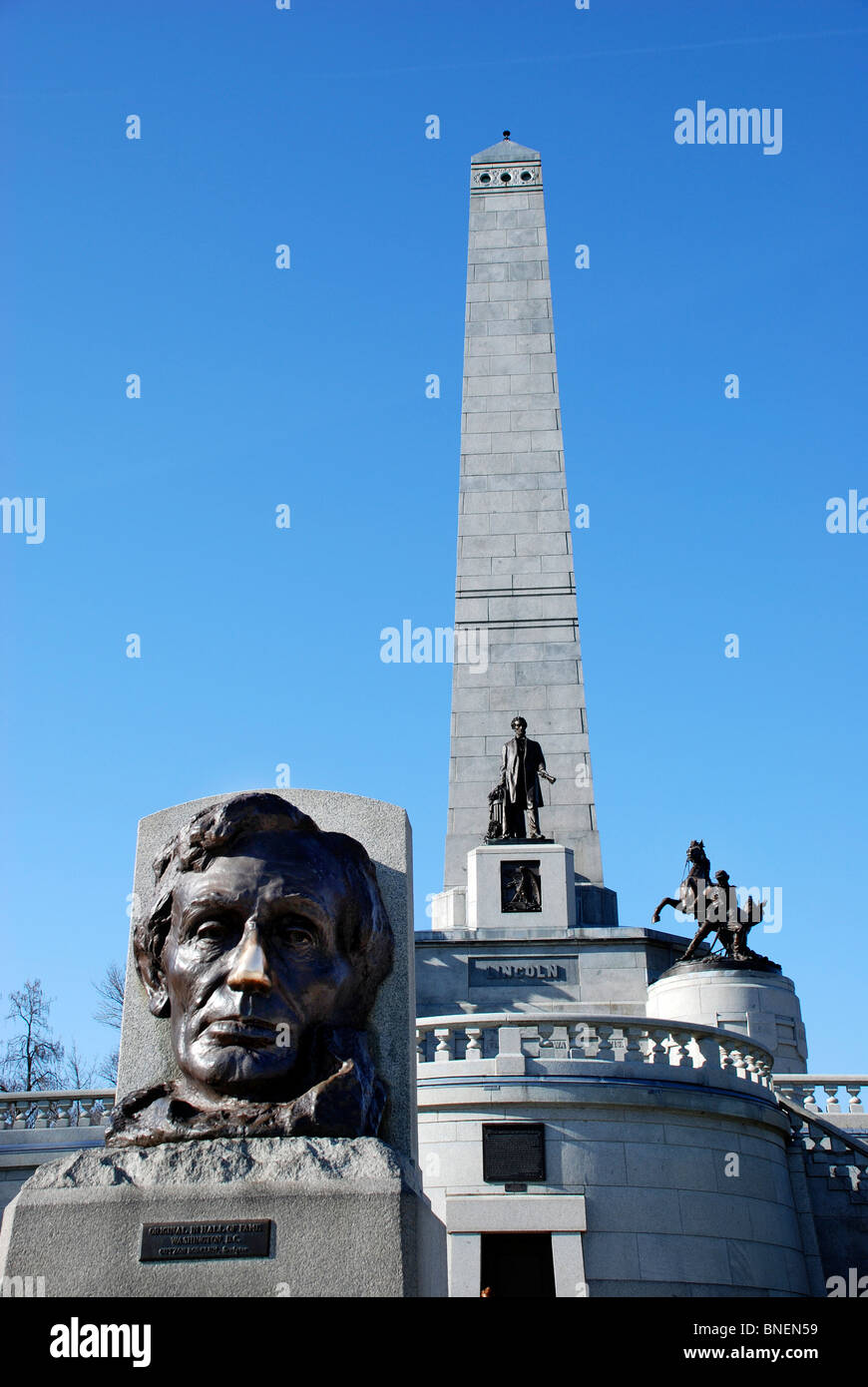 Lincolns Grab auf dem Oak Ridge Cemetery in Springfield, Illinois, ruht das Finale Erfüllungsort der 16. Präsident der USA Stockfoto