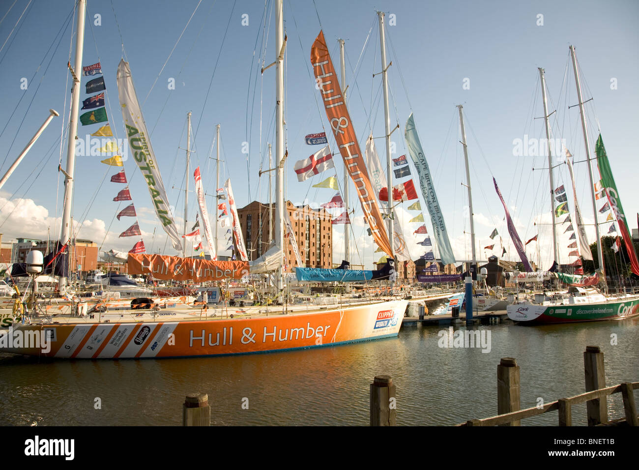 Clipper zurück Rumpf 2010, am Rumpf und Humber Yachten in der Marina, 17. Juli 2010 Stockfoto