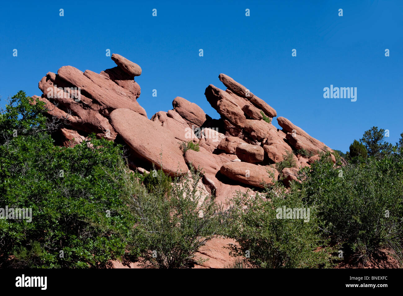 Felsformation im Garten der Götter Colorado Springs Stockfoto