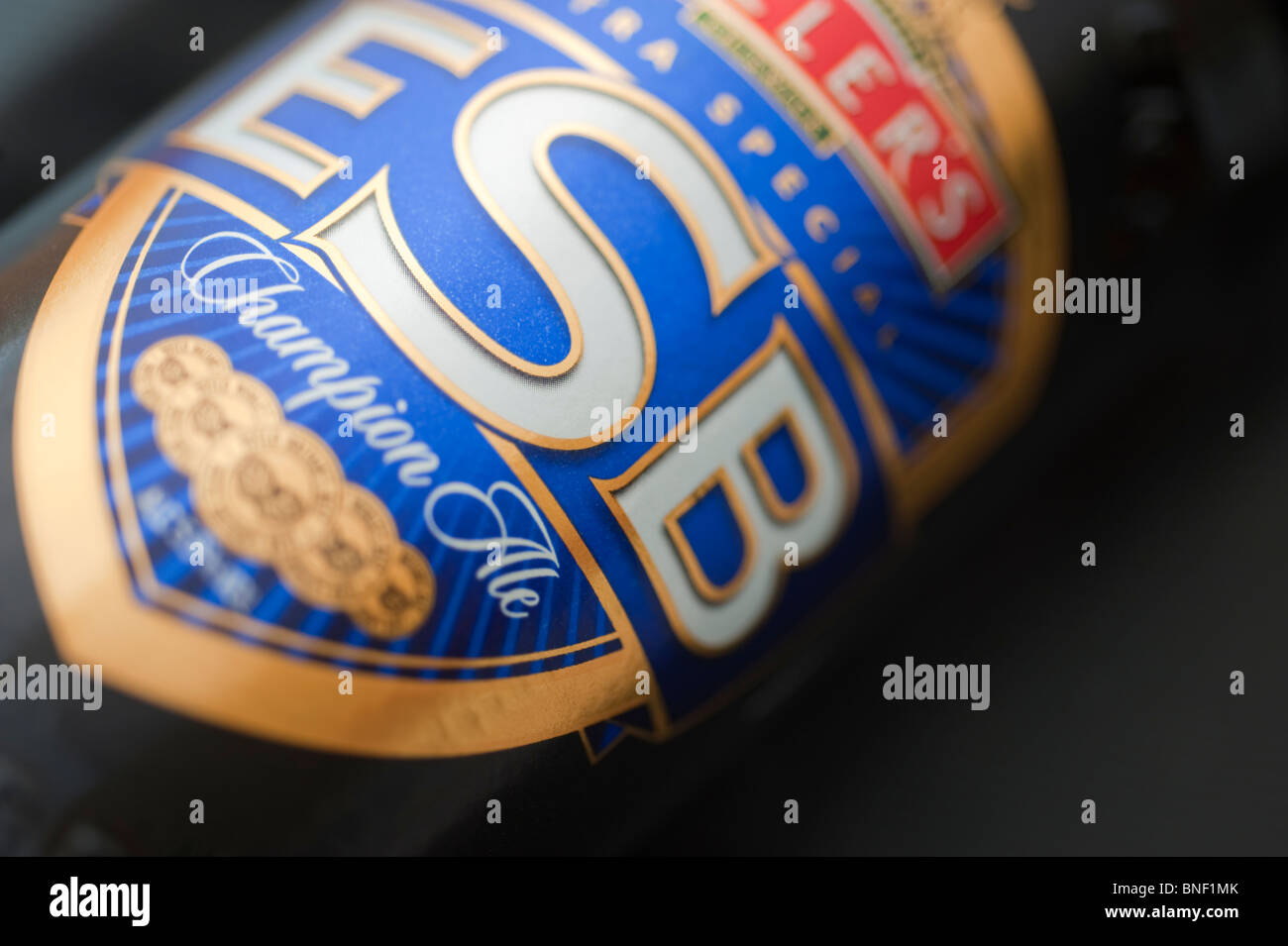 Fullers ESB-Bier-Flaschen-Etikett, Nahaufnahme Stockfoto