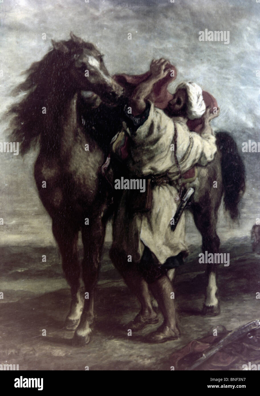 Arabische satteln sein Pferd von Eugene Delacroix, 1855, 1798-1863 Stockfoto