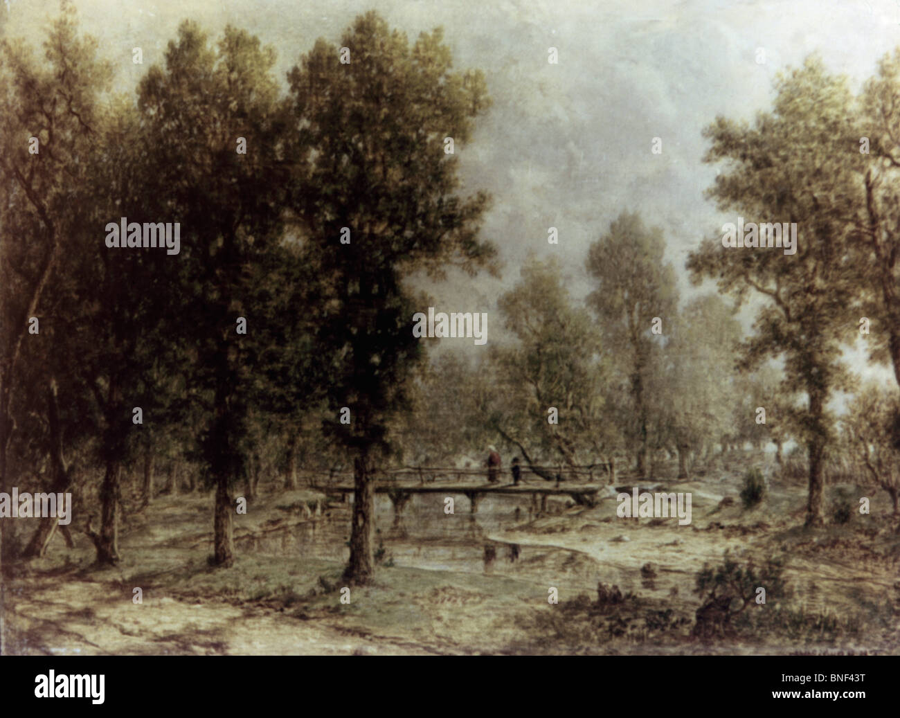 Landschaft mit einer Brücke von Theodore Rousseau, Öl auf Holz, 1850-52, 1812-1867, Russland, St. Petersburg, Eremitage Stockfoto