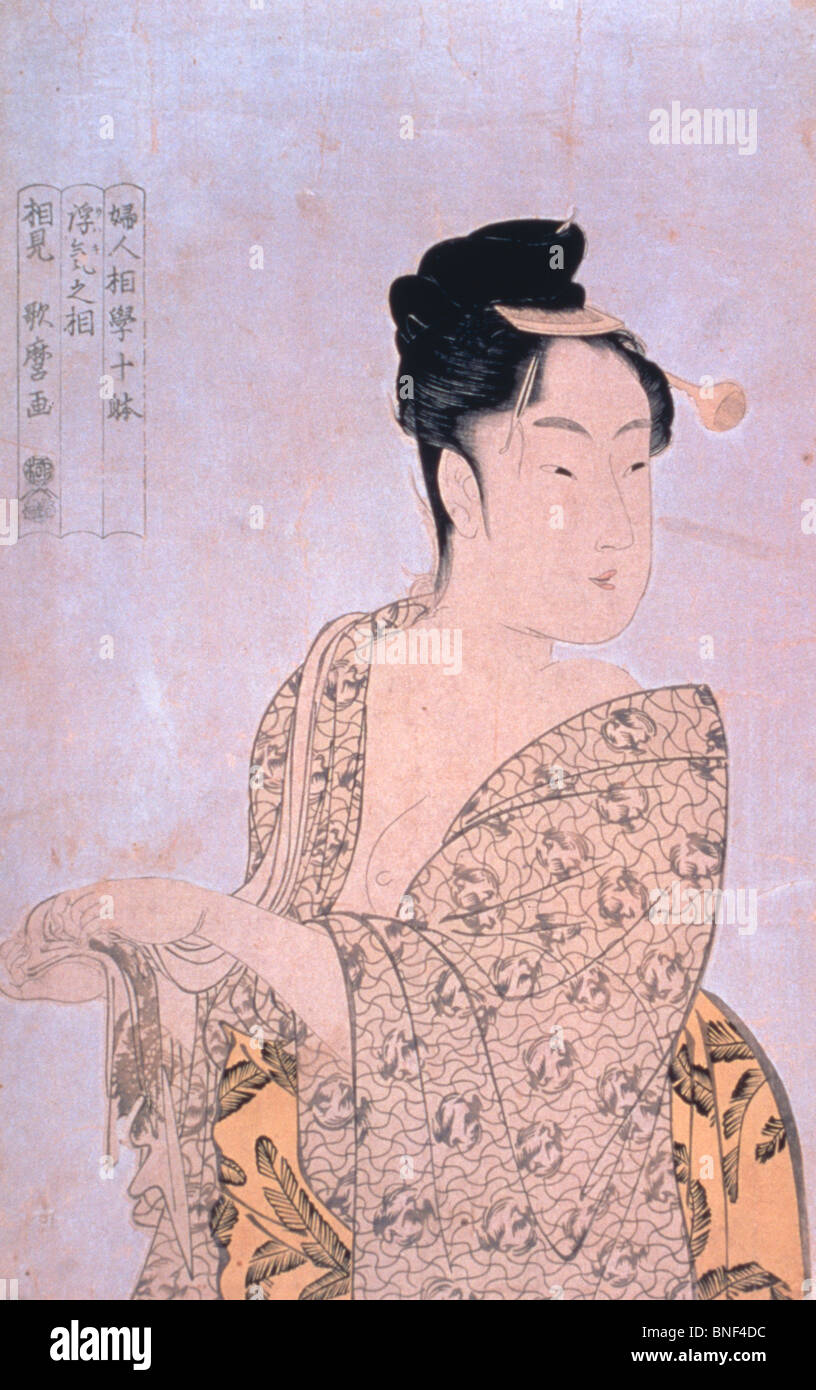 Koketten Art von zehn Arten der Frauen Physiognomien von Kitagawa Utamaro polychrome Holz Edoperiode 1753-1806-Japan-Tokio Stockfoto