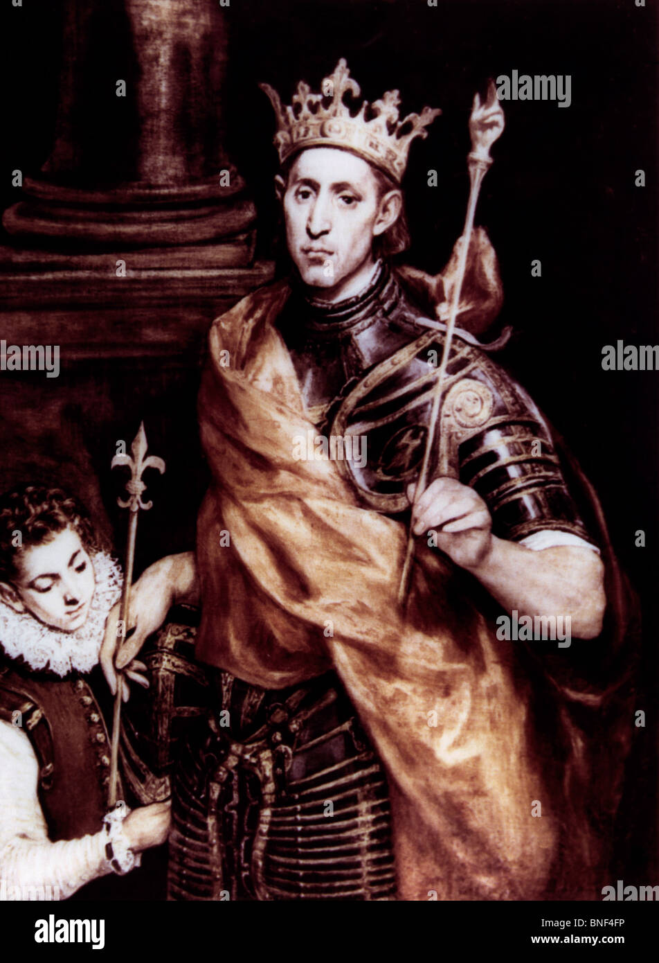 St. Louis König von Frankreich mit einer Seite von El Greco, il auf Leinwand 1580s, 1541-1614, Frankreich, Paris, Musée du Louvre Stockfoto
