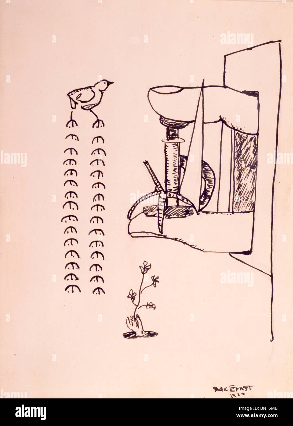 Surrealistische Finger von Max Ernst, Tusche auf Papier, 1923, (1891-1976), Privatsammlung Stockfoto