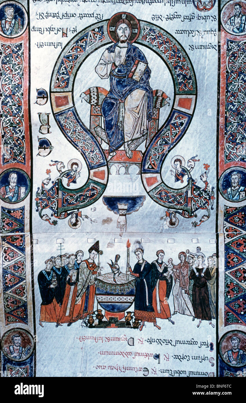 Karsamstag Scroll: Thronenden Christus, Manuskript, 11. Jahrhundert Stockfoto