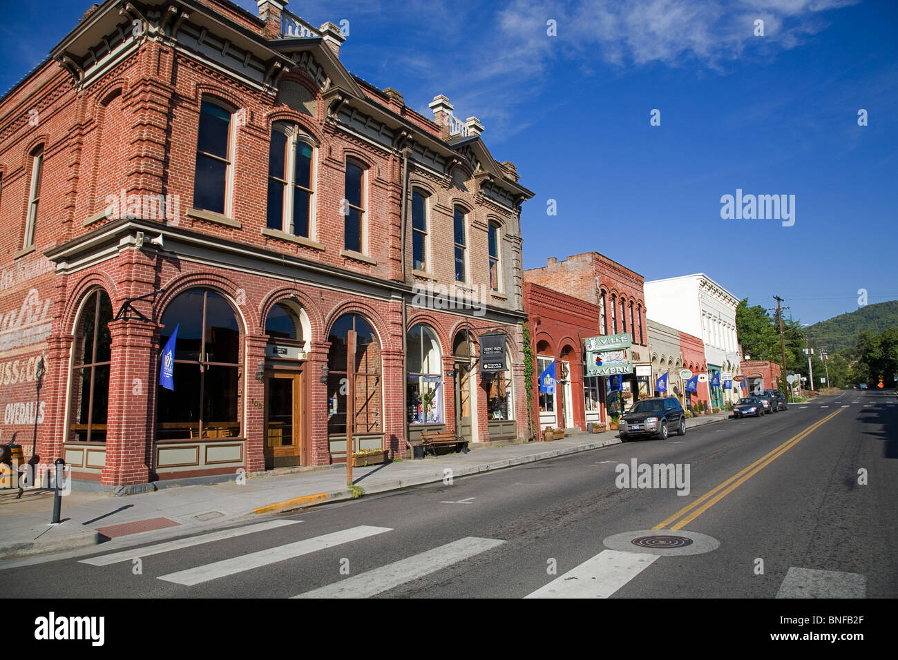 Ein Blick auf Downtown Jacksonville, Oregon Stockfoto