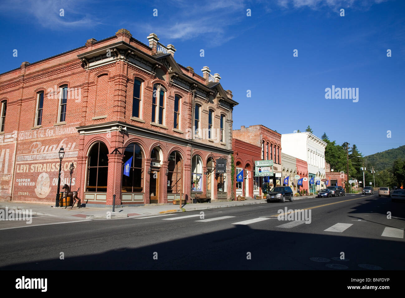 Ein Blick auf Downtown Jacksonville, Oregon Stockfoto