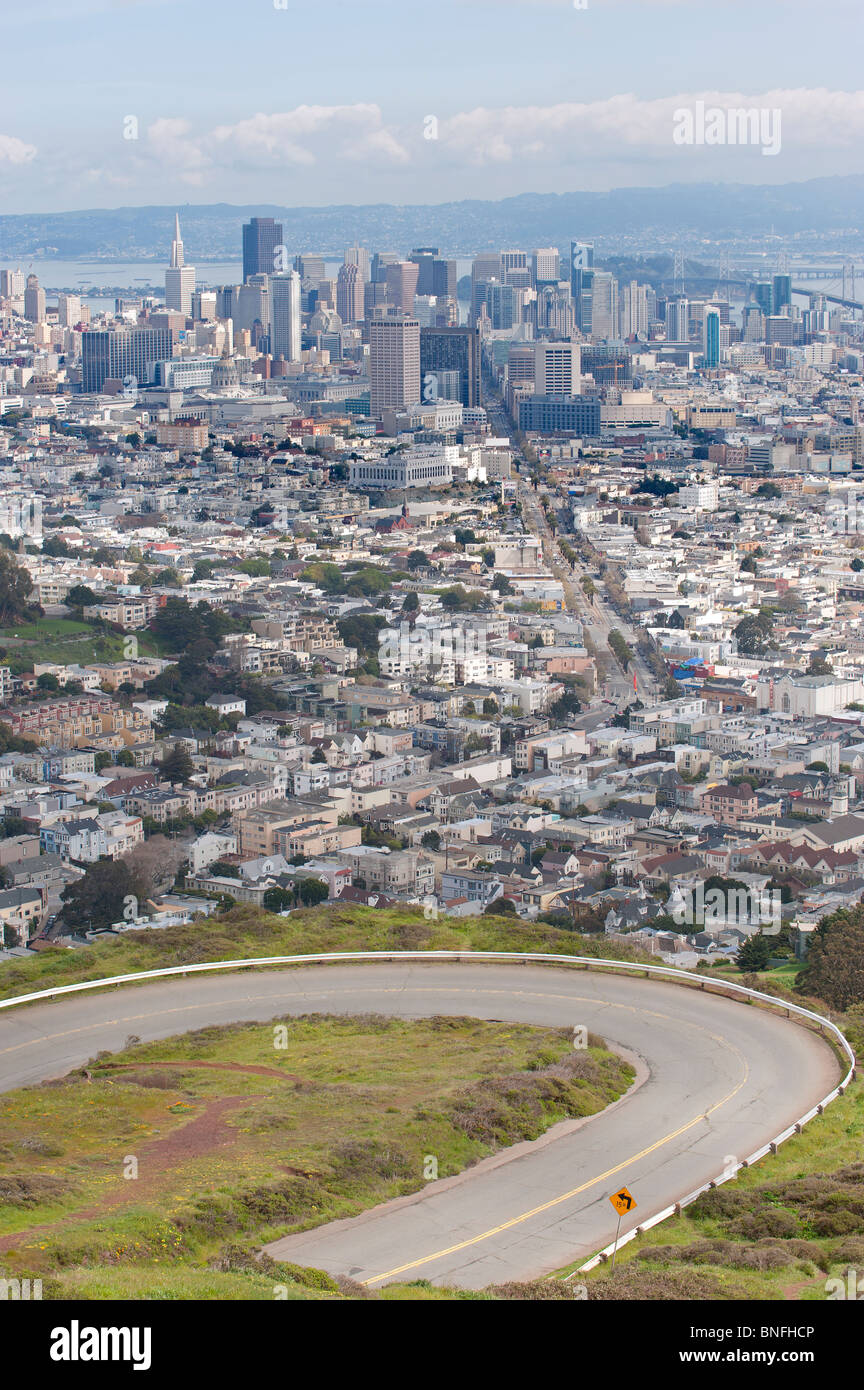 Blick von Twin Peaks der Innenstadt von San Francisco Kalifornien USA Stockfoto