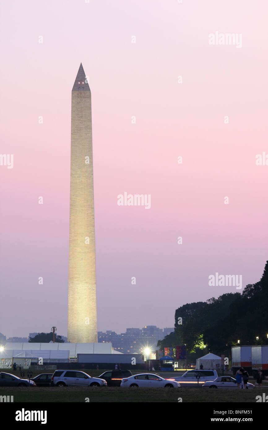 Washington Monument bei Sonnenuntergang, Washington, DC Stockfoto